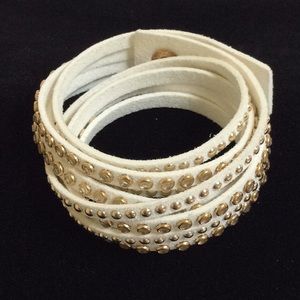 Women’s faux leather white wrap bracelet
